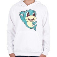 PRINTFASHION Baby shark - Gyerek kapucnis pulóver - Fehér gyerek pulóver, kardigán