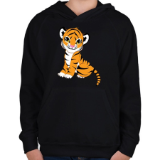 PRINTFASHION Baby Tiger - Gyerek kapucnis pulóver - Fekete gyerek pulóver, kardigán
