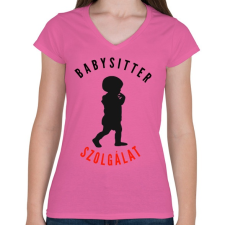PRINTFASHION Babysitter,babysitter,szolgálat,szakmai - Női V-nyakú póló - Rózsaszín női póló