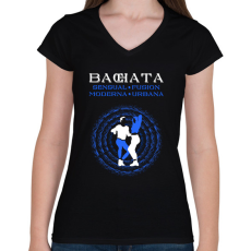 PRINTFASHION Bachata Sensual Moderna Urbana Fusion táncos S0201-forBlack - Női V-nyakú póló - Fekete