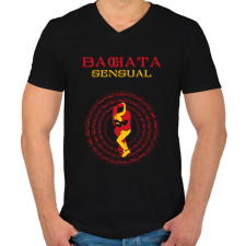 PRINTFASHION Bachata Sensual táncos S0201-for black - Férfi V-nyakú póló - Fekete férfi póló