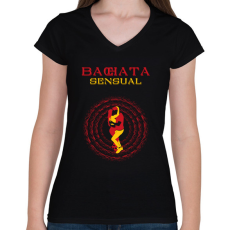 PRINTFASHION Bachata Sensual táncos S0201-for black - Női V-nyakú póló - Fekete