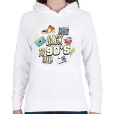 PRINTFASHION Back to the 90's - Női kapucnis pulóver - Fehér női pulóver, kardigán