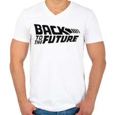 PRINTFASHION Back to the future - Férfi V-nyakú póló - Fehér férfi póló