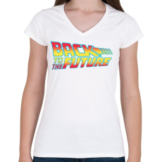 PRINTFASHION Back To The Future - Női V-nyakú póló - Fehér