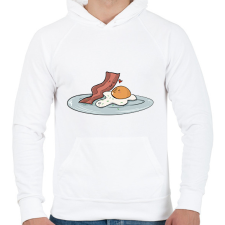 PRINTFASHION Bacon és tojás - Férfi kapucnis pulóver - Fehér férfi pulóver, kardigán