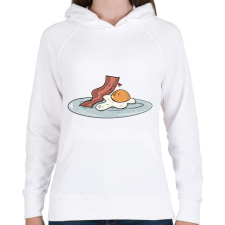 PRINTFASHION Bacon és tojás - Női kapucnis pulóver - Fehér női pulóver, kardigán