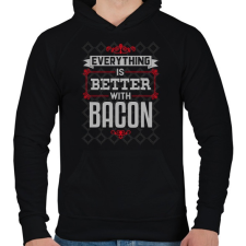 PRINTFASHION Bacon - Férfi kapucnis pulóver - Fekete férfi pulóver, kardigán