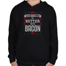 PRINTFASHION Bacon - Gyerek kapucnis pulóver - Fekete