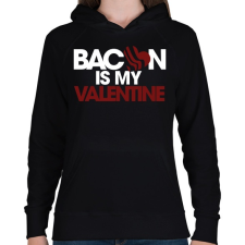 PRINTFASHION Bacon is my Love - Női kapucnis pulóver - Fekete női pulóver, kardigán