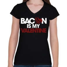 PRINTFASHION Bacon is my Love - Női V-nyakú póló - Fekete