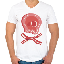 PRINTFASHION Bacon koponya - Férfi V-nyakú póló - Fehér férfi póló