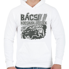 PRINTFASHION Bácsi kocsinak lőttek - Férfi kapucnis pulóver - Fehér férfi pulóver, kardigán