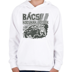 PRINTFASHION Bácsi kocsinak lőttek - Gyerek kapucnis pulóver - Fehér