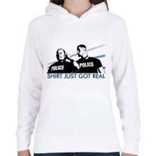 PRINTFASHION Bad boys Police - Női kapucnis pulóver - Fehér női pulóver, kardigán