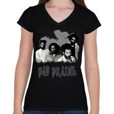PRINTFASHION BAD BRAINS-GRAY - Női V-nyakú póló - Fekete női póló
