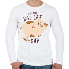 PRINTFASHION Bad Cat - Férfi hosszú ujjú póló - Fehér