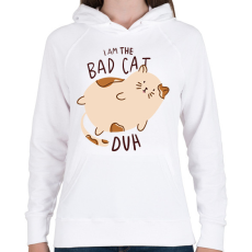 PRINTFASHION Bad Cat - Női kapucnis pulóver - Fehér
