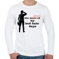 PRINTFASHION bad hair - Férfi hosszú ujjú póló - Fehér