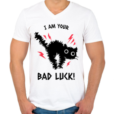 PRINTFASHION bad luck - Férfi V-nyakú póló - Fehér