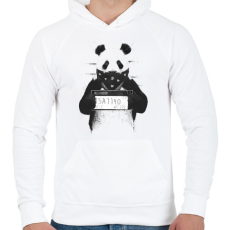 PRINTFASHION Bad panda - Férfi kapucnis pulóver - Fehér