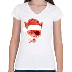 PRINTFASHION Bad santa - Női V-nyakú póló - Fehér