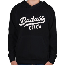 PRINTFASHION Badass b*tch - Gyerek kapucnis pulóver - Fekete gyerek pulóver, kardigán
