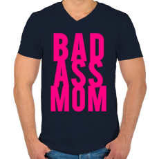 PRINTFASHION Badass moms - Férfi V-nyakú póló - Sötétkék