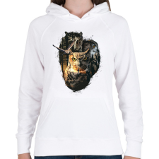 PRINTFASHION Baglyok - Női kapucnis pulóver - Fehér női pulóver, kardigán