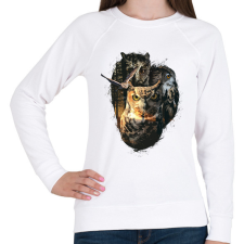 PRINTFASHION Baglyok - Női pulóver - Fehér női pulóver, kardigán