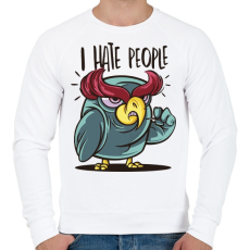 PRINTFASHION Bagoly - antIszociális -  hate people - Férfi pulóver - Fehér
