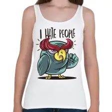 PRINTFASHION Bagoly - antIszociális -  hate people - Női atléta - Fehér női trikó
