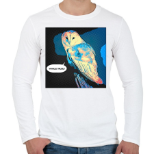 PRINTFASHION Bagoly - Férfi hosszú ujjú póló - Fehér férfi póló