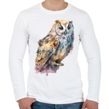 PRINTFASHION Bagoly  - Férfi hosszú ujjú póló - Fehér férfi póló