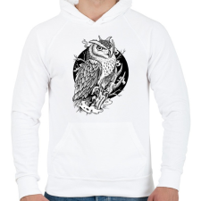 PRINTFASHION bagoly - Férfi kapucnis pulóver - Fehér férfi pulóver, kardigán