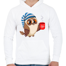 PRINTFASHION Bagoly  - Férfi kapucnis pulóver - Fehér férfi pulóver, kardigán