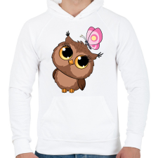 PRINTFASHION bagoly - Férfi kapucnis pulóver - Fehér férfi pulóver, kardigán