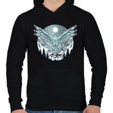 PRINTFASHION bagoly - Férfi kapucnis pulóver - Fekete