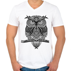 PRINTFASHION bagoly - Férfi V-nyakú póló - Fehér