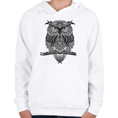 PRINTFASHION bagoly - Gyerek kapucnis pulóver - Fehér