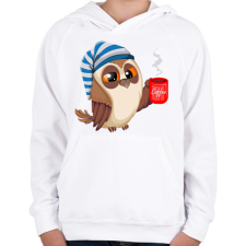 PRINTFASHION Bagoly  - Gyerek kapucnis pulóver - Fehér gyerek pulóver, kardigán