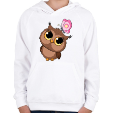 PRINTFASHION bagoly - Gyerek kapucnis pulóver - Fehér