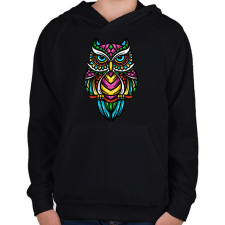 PRINTFASHION Bagoly  - Gyerek kapucnis pulóver - Fekete gyerek pulóver, kardigán