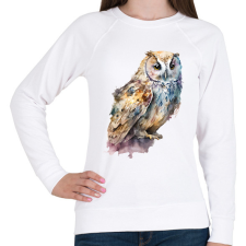 PRINTFASHION Bagoly  - Női pulóver - Fehér női pulóver, kardigán