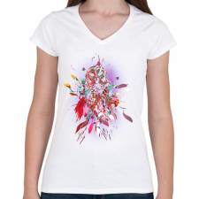 PRINTFASHION Bagoly - Női V-nyakú póló - Fehér női póló
