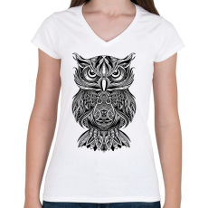 PRINTFASHION Bagoly - Női V-nyakú póló - Fehér