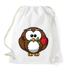 PRINTFASHION Bagoly rózsaszállal - Sportzsák, Tornazsák - Fehér tornazsák