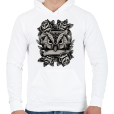 PRINTFASHION Bagolyszerelem - Férfi kapucnis pulóver - Fehér férfi pulóver, kardigán