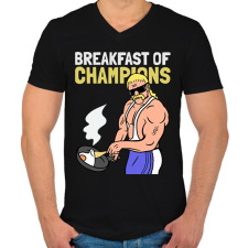 PRINTFASHION Bajnokok reggelije - Férfi V-nyakú póló - Fekete férfi póló