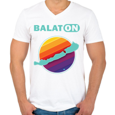 PRINTFASHION Balaton  - Férfi V-nyakú póló - Fehér férfi póló